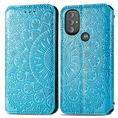 Custodia Portafoglio In Pelle Fantasia Modello Cover con Supporto S01D per Motorola Moto G Play Gen 2 Blu