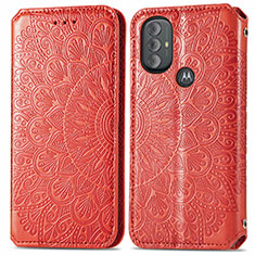 Custodia Portafoglio In Pelle Fantasia Modello Cover con Supporto S01D per Motorola Moto G Power (2022) Rosso