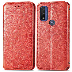 Custodia Portafoglio In Pelle Fantasia Modello Cover con Supporto S01D per Motorola Moto G Pure Rosso