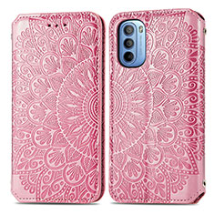 Custodia Portafoglio In Pelle Fantasia Modello Cover con Supporto S01D per Motorola Moto G31 Oro Rosa