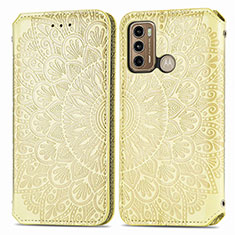 Custodia Portafoglio In Pelle Fantasia Modello Cover con Supporto S01D per Motorola Moto G40 Fusion Oro