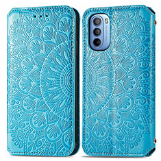 Custodia Portafoglio In Pelle Fantasia Modello Cover con Supporto S01D per Motorola Moto G41 Blu