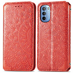 Custodia Portafoglio In Pelle Fantasia Modello Cover con Supporto S01D per Motorola Moto G41 Rosso