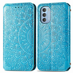 Custodia Portafoglio In Pelle Fantasia Modello Cover con Supporto S01D per Motorola Moto G51 5G Blu