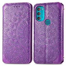 Custodia Portafoglio In Pelle Fantasia Modello Cover con Supporto S01D per Motorola Moto G71 5G Viola