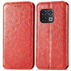 Custodia Portafoglio In Pelle Fantasia Modello Cover con Supporto S01D per OnePlus 10 Pro 5G Rosso