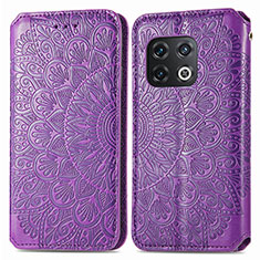 Custodia Portafoglio In Pelle Fantasia Modello Cover con Supporto S01D per OnePlus 10 Pro 5G Viola