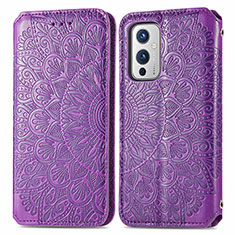 Custodia Portafoglio In Pelle Fantasia Modello Cover con Supporto S01D per OnePlus 9 5G Viola