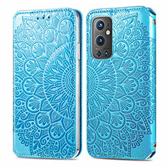 Custodia Portafoglio In Pelle Fantasia Modello Cover con Supporto S01D per OnePlus 9 Pro 5G Blu