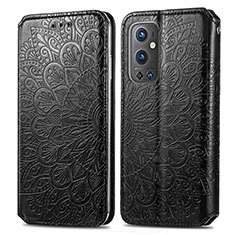 Custodia Portafoglio In Pelle Fantasia Modello Cover con Supporto S01D per OnePlus 9 Pro 5G Nero