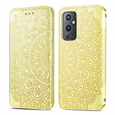 Custodia Portafoglio In Pelle Fantasia Modello Cover con Supporto S01D per OnePlus 9 Pro 5G Oro