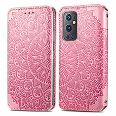 Custodia Portafoglio In Pelle Fantasia Modello Cover con Supporto S01D per OnePlus 9 Pro 5G Oro Rosa