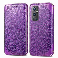 Custodia Portafoglio In Pelle Fantasia Modello Cover con Supporto S01D per OnePlus 9 Pro 5G Viola