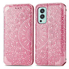 Custodia Portafoglio In Pelle Fantasia Modello Cover con Supporto S01D per OnePlus Nord 2 5G Oro Rosa