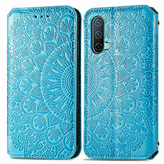 Custodia Portafoglio In Pelle Fantasia Modello Cover con Supporto S01D per OnePlus Nord CE 5G Blu