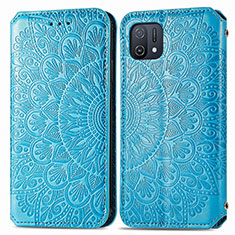 Custodia Portafoglio In Pelle Fantasia Modello Cover con Supporto S01D per Oppo A16K Blu