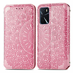 Custodia Portafoglio In Pelle Fantasia Modello Cover con Supporto S01D per Oppo A16s Oro Rosa