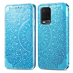 Custodia Portafoglio In Pelle Fantasia Modello Cover con Supporto S01D per Oppo A54 4G Blu