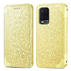 Custodia Portafoglio In Pelle Fantasia Modello Cover con Supporto S01D per Oppo A54 4G Oro