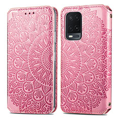 Custodia Portafoglio In Pelle Fantasia Modello Cover con Supporto S01D per Oppo A54 4G Oro Rosa