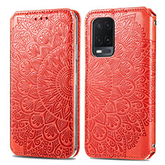 Custodia Portafoglio In Pelle Fantasia Modello Cover con Supporto S01D per Oppo A54 4G Rosso