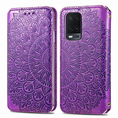 Custodia Portafoglio In Pelle Fantasia Modello Cover con Supporto S01D per Oppo A54 4G Viola