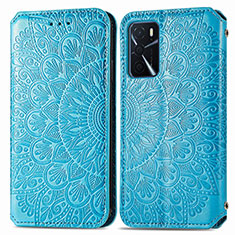 Custodia Portafoglio In Pelle Fantasia Modello Cover con Supporto S01D per Oppo A54s Blu