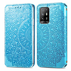 Custodia Portafoglio In Pelle Fantasia Modello Cover con Supporto S01D per Oppo A94 5G Blu