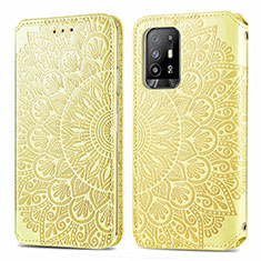 Custodia Portafoglio In Pelle Fantasia Modello Cover con Supporto S01D per Oppo A94 5G Oro