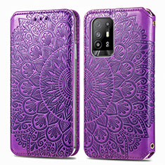 Custodia Portafoglio In Pelle Fantasia Modello Cover con Supporto S01D per Oppo A95 5G Viola