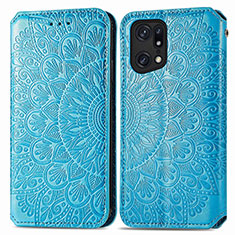 Custodia Portafoglio In Pelle Fantasia Modello Cover con Supporto S01D per Oppo Find X5 Pro 5G Blu