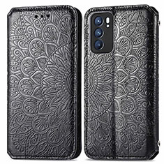 Custodia Portafoglio In Pelle Fantasia Modello Cover con Supporto S01D per Oppo Reno6 5G Nero