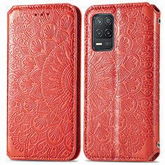 Custodia Portafoglio In Pelle Fantasia Modello Cover con Supporto S01D per Realme 8 5G Rosso