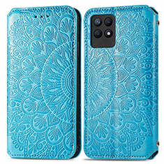 Custodia Portafoglio In Pelle Fantasia Modello Cover con Supporto S01D per Realme 8i Blu