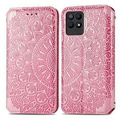 Custodia Portafoglio In Pelle Fantasia Modello Cover con Supporto S01D per Realme 8i Oro Rosa