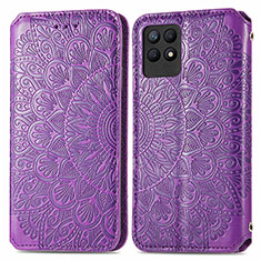 Custodia Portafoglio In Pelle Fantasia Modello Cover con Supporto S01D per Realme 8i Viola