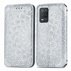 Custodia Portafoglio In Pelle Fantasia Modello Cover con Supporto S01D per Realme 8s 5G Argento