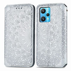 Custodia Portafoglio In Pelle Fantasia Modello Cover con Supporto S01D per Realme 9 4G Argento