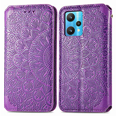 Custodia Portafoglio In Pelle Fantasia Modello Cover con Supporto S01D per Realme 9 4G Viola