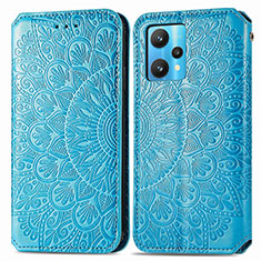 Custodia Portafoglio In Pelle Fantasia Modello Cover con Supporto S01D per Realme 9 5G Blu