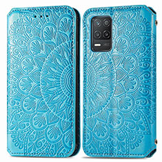 Custodia Portafoglio In Pelle Fantasia Modello Cover con Supporto S01D per Realme 9 5G India Blu