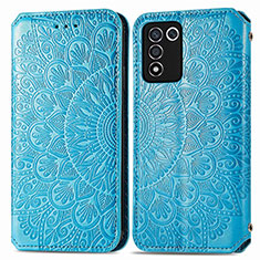 Custodia Portafoglio In Pelle Fantasia Modello Cover con Supporto S01D per Realme 9 SE 5G Blu