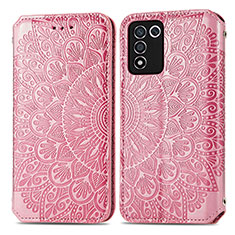 Custodia Portafoglio In Pelle Fantasia Modello Cover con Supporto S01D per Realme 9 SE 5G Oro Rosa