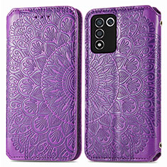 Custodia Portafoglio In Pelle Fantasia Modello Cover con Supporto S01D per Realme 9 SE 5G Viola