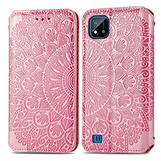 Custodia Portafoglio In Pelle Fantasia Modello Cover con Supporto S01D per Realme C20A Oro Rosa