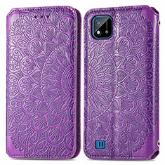 Custodia Portafoglio In Pelle Fantasia Modello Cover con Supporto S01D per Realme C20A Viola