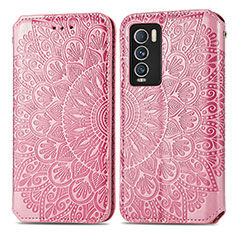 Custodia Portafoglio In Pelle Fantasia Modello Cover con Supporto S01D per Realme GT Master Explorer 5G Oro Rosa