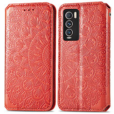 Custodia Portafoglio In Pelle Fantasia Modello Cover con Supporto S01D per Realme GT Master Explorer 5G Rosso