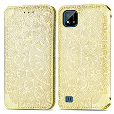 Custodia Portafoglio In Pelle Fantasia Modello Cover con Supporto S01D per Realme Narzo 50i Oro