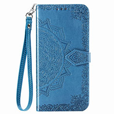 Custodia Portafoglio In Pelle Fantasia Modello Cover con Supporto S01D per Samsung Galaxy A02 Blu